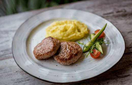 Two Cutlets with Mashed Potatoes or Rice