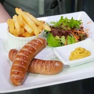 German Sausage with French Fries