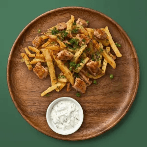 Fried Potatoes with Chicken and Mushrooms