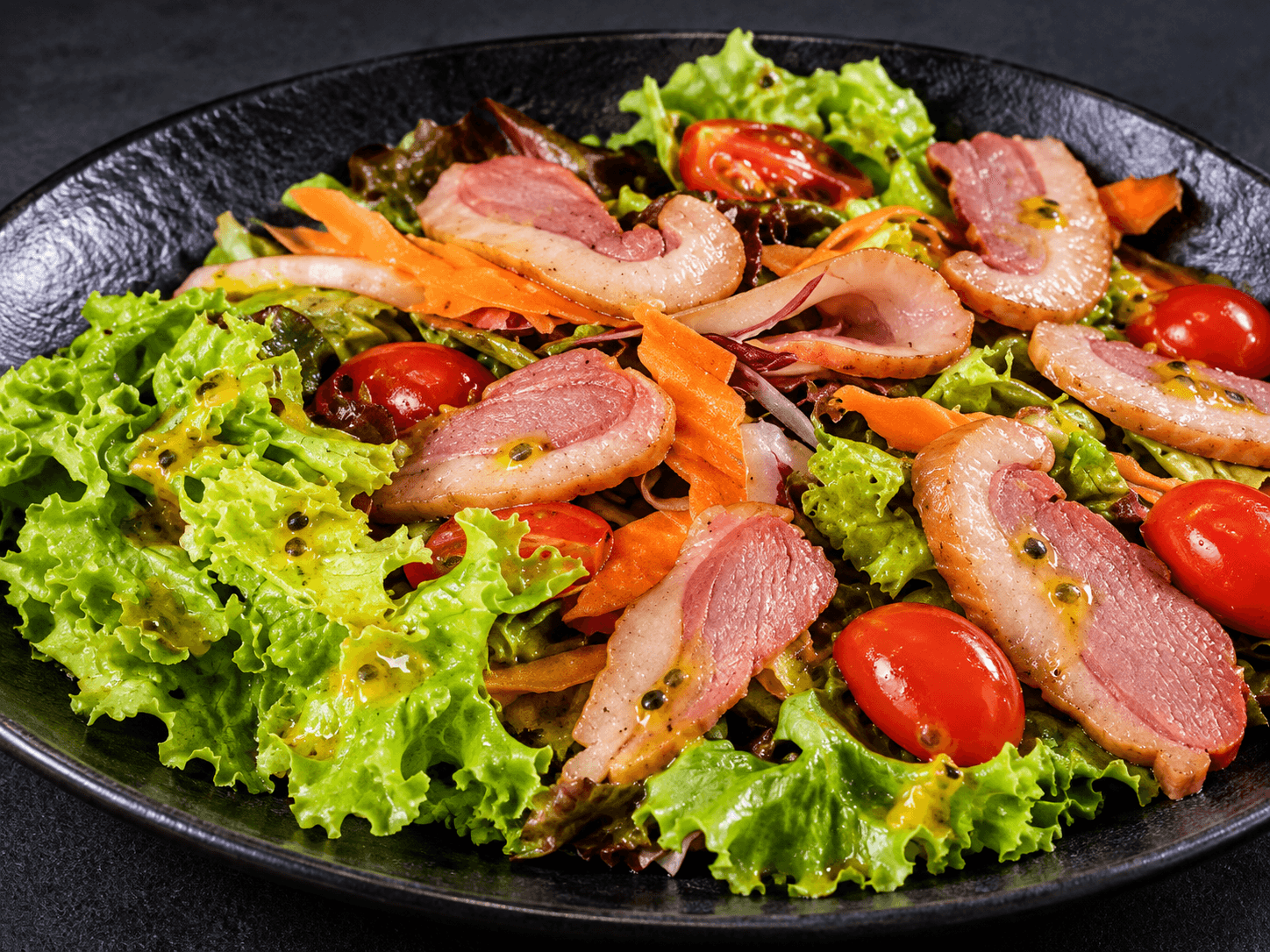Goose Breast Salad with Passion Fruit Dressing